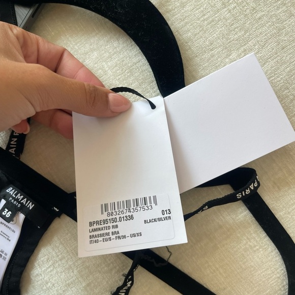 Balmain Laminated Ribbed Silver Bra - Picture 6 of 6